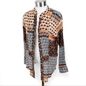 Free People Floral Patterned Jacket in Blue and Orange